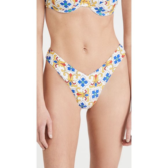 WeWoreWhat Delilah Bikini Bottom in Pearl Tile Multi Medium New Nwt Swimsuit - Picture 4 of 13